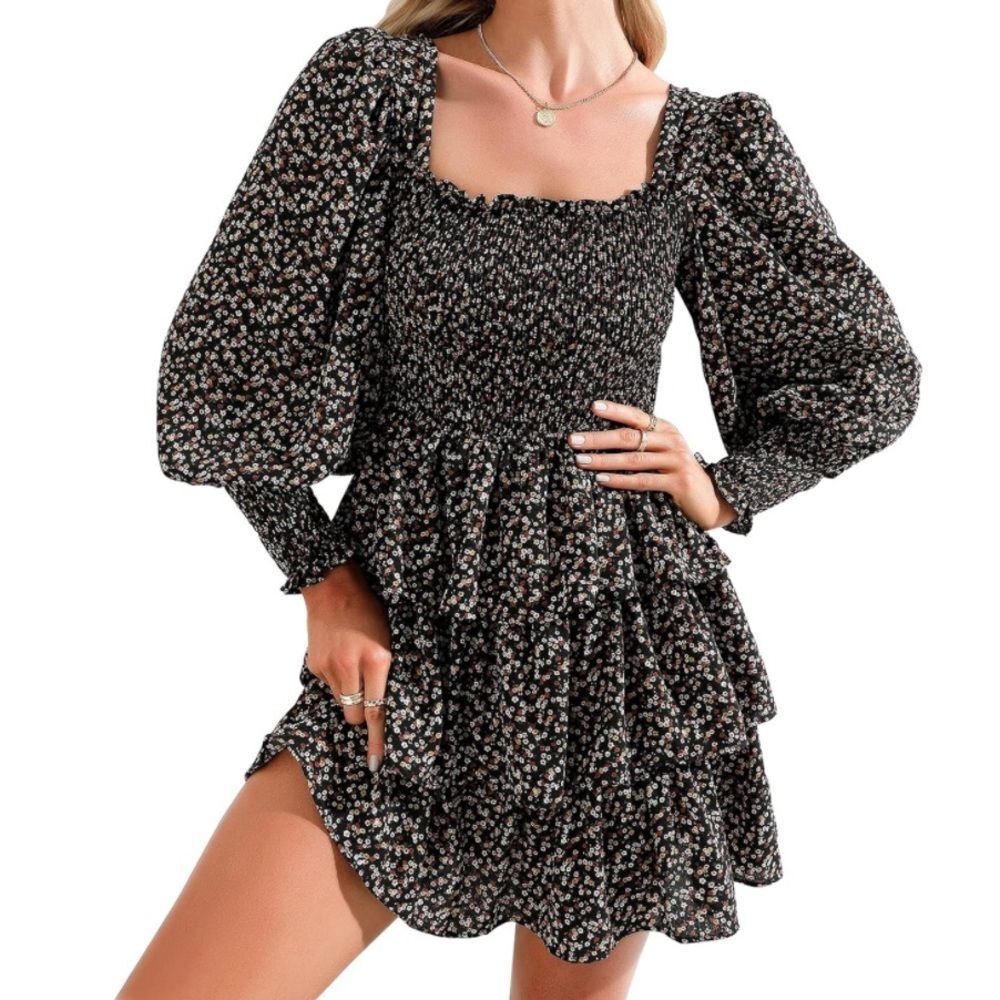 Byinns Floral Print Square Neck Ruffle Mini Dress Size XS